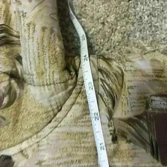 100% Silk Tan Leopard Abstract Anna & Frank Bomber Jacket Size Medium Vintage - Picture 10 of 11